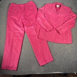 Pendleton Silk Wool Pink Suit Womens 12/14 Blazer Pants Set Career Barbiecore